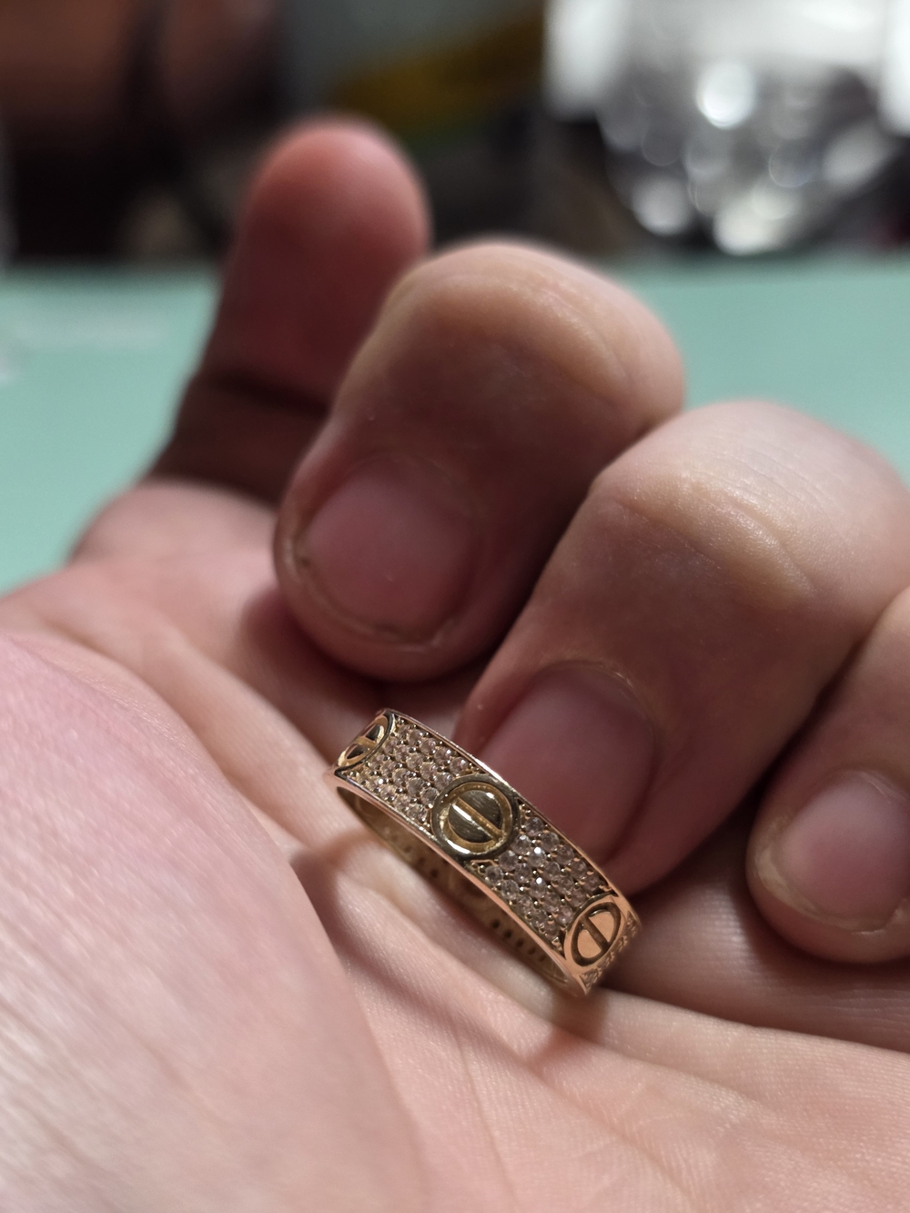 14k gold motif screw ring